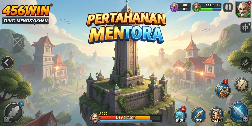 Tampilan gameplay 456WIN yang menegangkan dan penuh strategi Tower Defense.