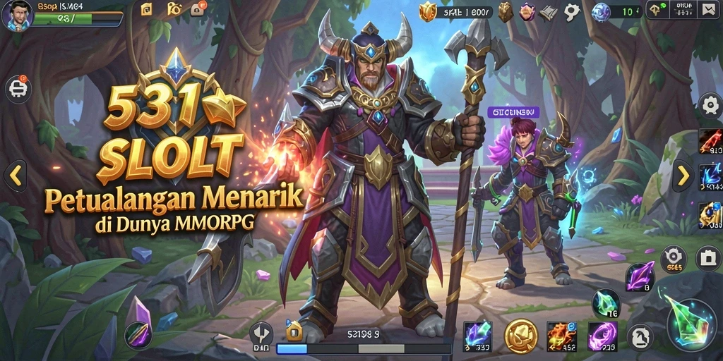 Screenshot utama 531SLOT menampilkan pemain yang sedang bertarung di dunia MMORPG.