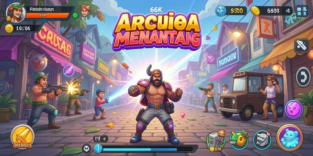 Tangkapan layar permainan 66K menampilkan aksi arcade seru di level penuh tantangan.
