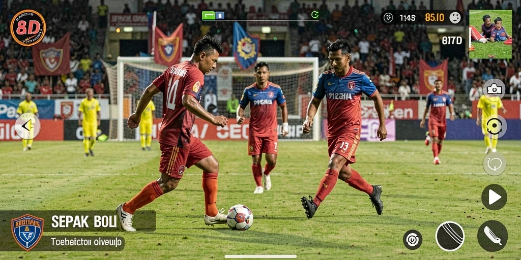 Tampilan gameplay 8ID yang menampilkan pertarungan tim sepak bola.