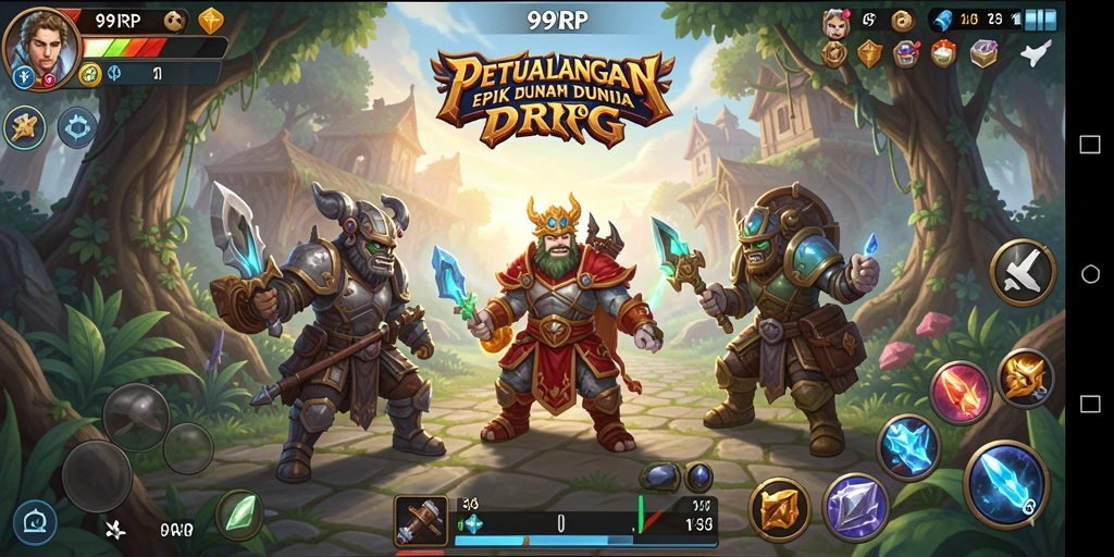 Tampilan gameplay mendebarkan dari petualangan RPG 99RP.