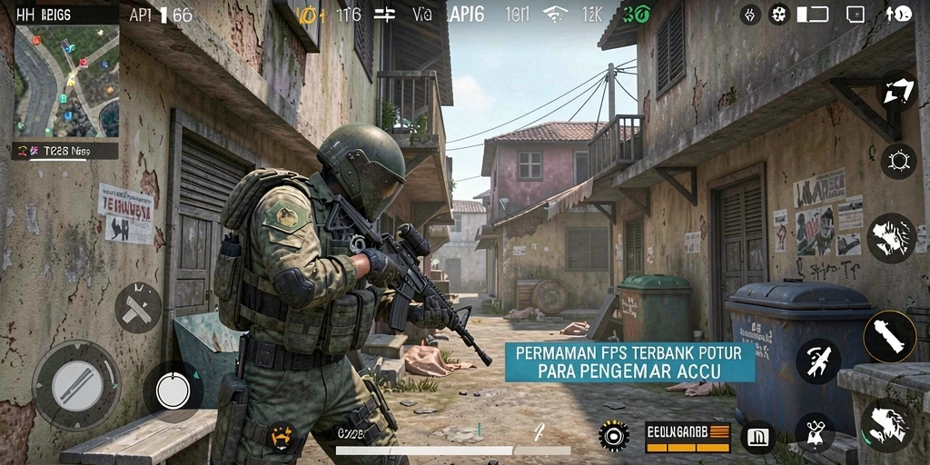 Tampilan menarik gameplay API66 yang penuh aksi FPS.