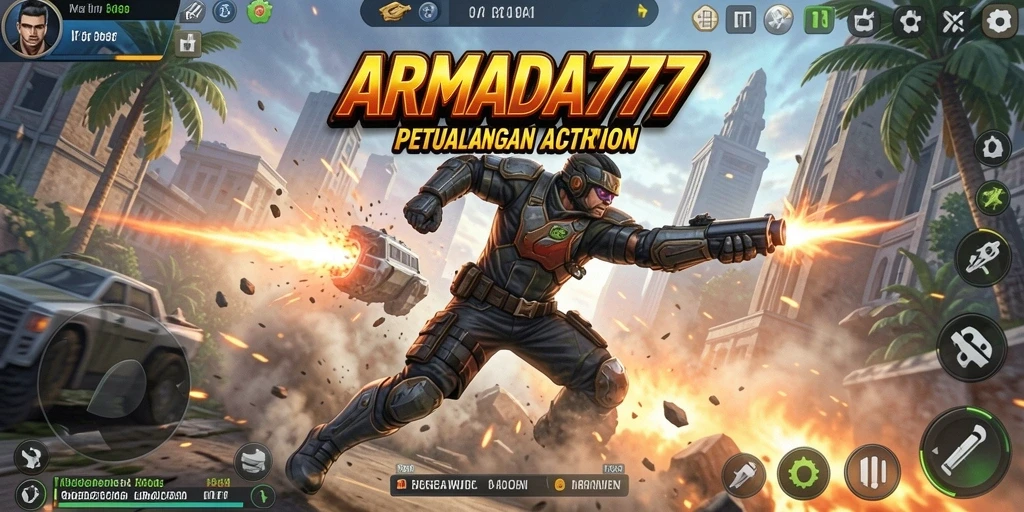 Tampilan aksi mendebarkan dari gameplay ARMADA777.