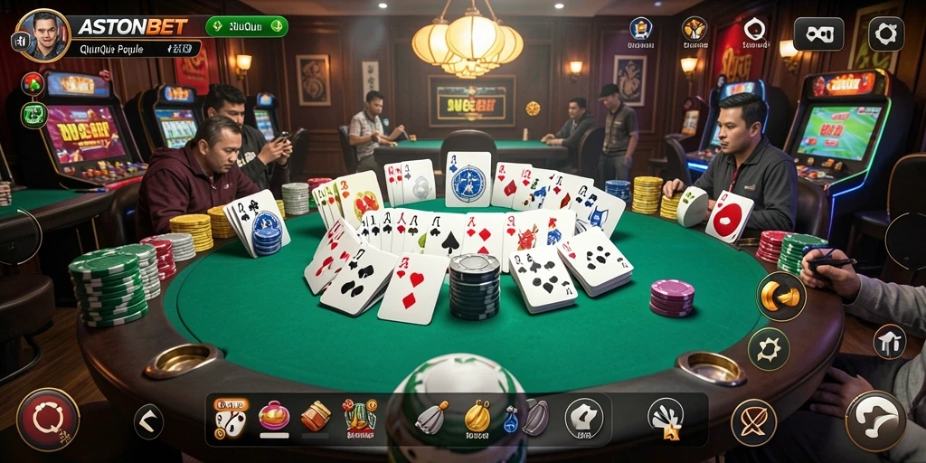Tampilan menarik dari gameplay QiuQiu di ASTONBET.
