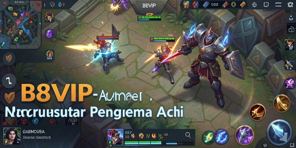 Tampilan menarik dari gameplay MOBA B8VIP di arena pertempuran.