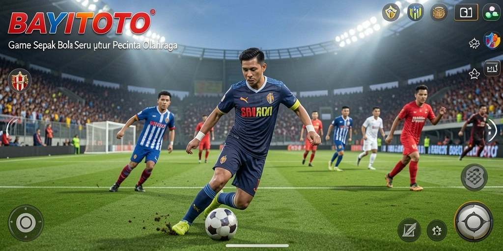 Tampilan gameplay seru dalam BAYITOTO dengan aksi sepak bola yang mendebarkan.