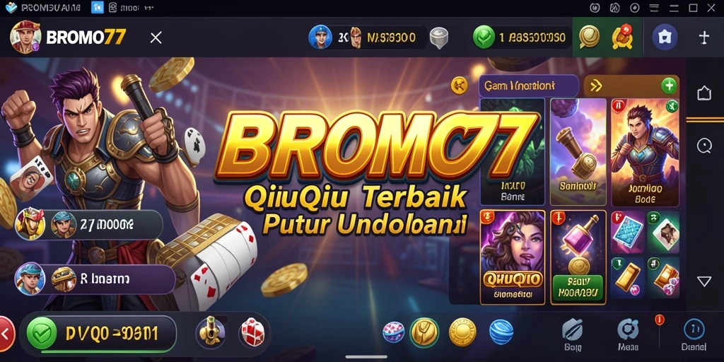 Tampilan gameplay seru BROMO77 dengan kartu QiuQiu.