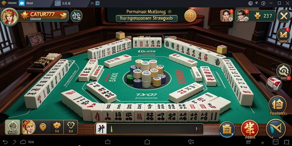 Tangkapan layar dari gameplay seru CATUR777 yang menampilkan permainan Mahjong.