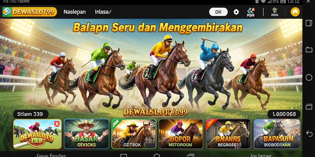 Tampilan gameplay seru dari DEWASLOT99 saat balapan di trek.