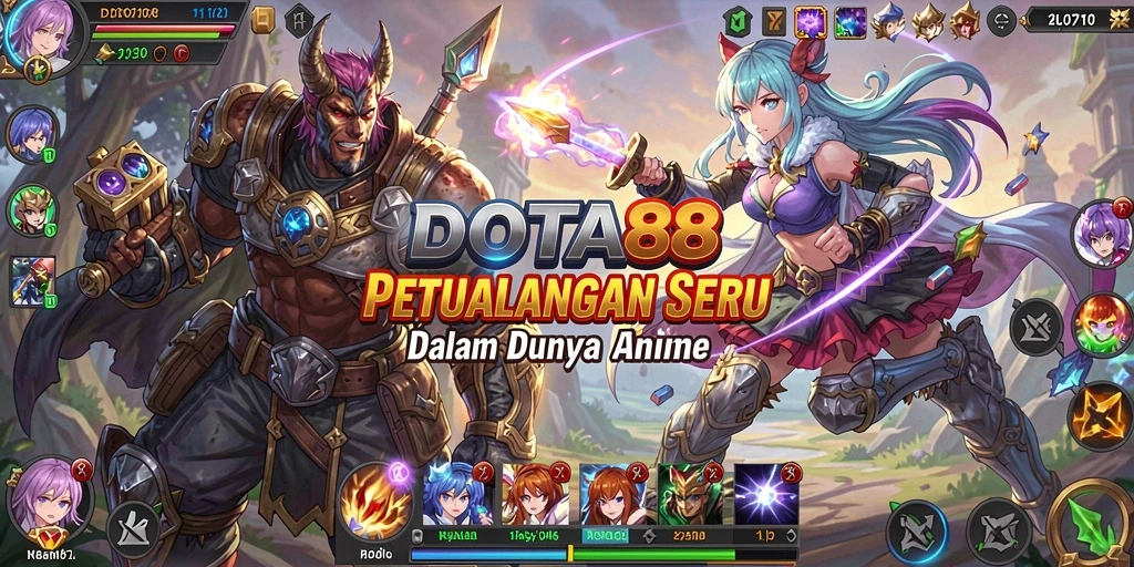 Tampilan gameplay DOTA88 yang menakjubkan dengan karakter anime.