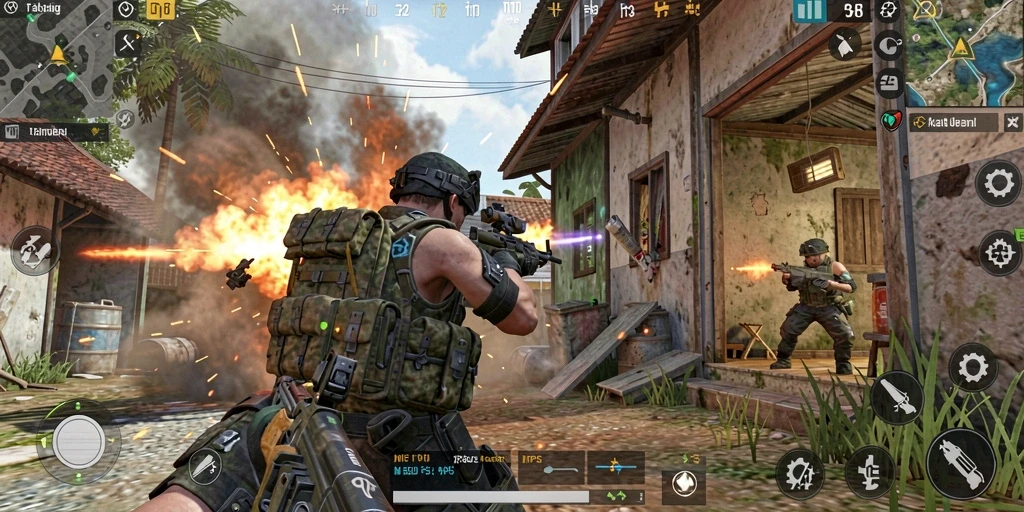 Tampilan gameplay menegangkan di F32 dengan aksi seru.