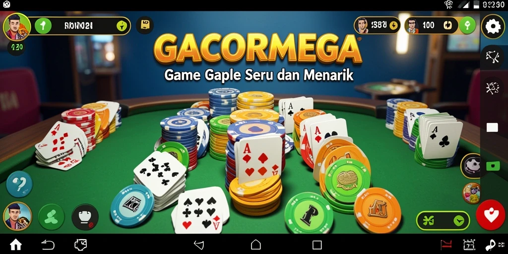Screenshot GACORMEGA menampilkan gameplay Gaple yang seru dan interaktif.
