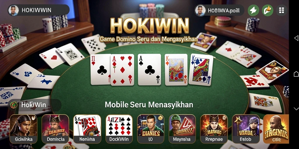 Screenshot HOKIWIN menampilkan momen seru permainan Domino.