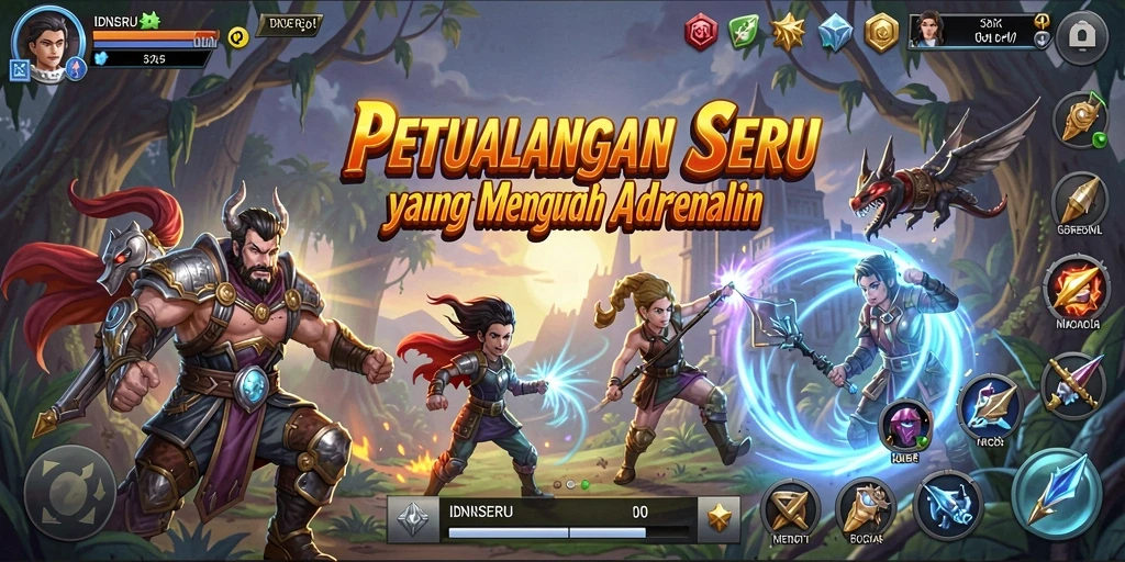 Screenshot gameplay seru IDNSERU yang menampilkan aksi petualangan mendebarkan.