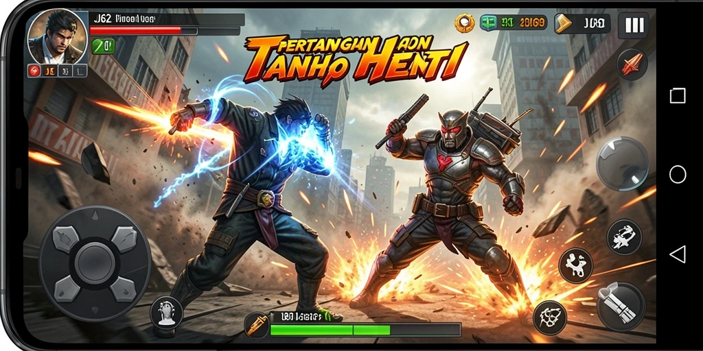 Screenshot utama JJ62 menampilkan adegan aksi yang mendebarkan.
