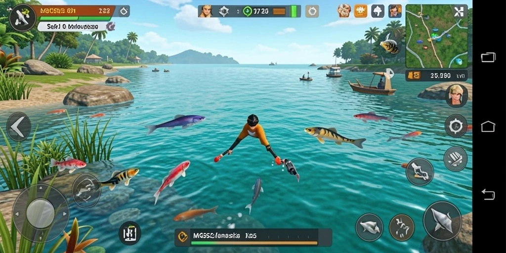 Tampilan gameplay MG525 yang menarik saat menangkap ikan.