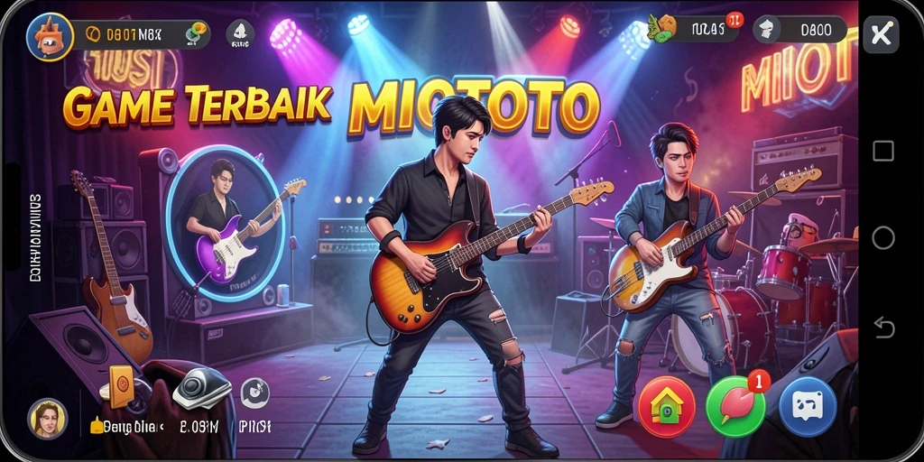 Gameplay seru di MIOTOTO dengan musik yang menarik.