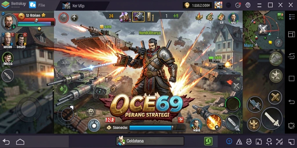 Tampilan gameplay OCE69 yang menegangkan dalam pertempuran strategi.