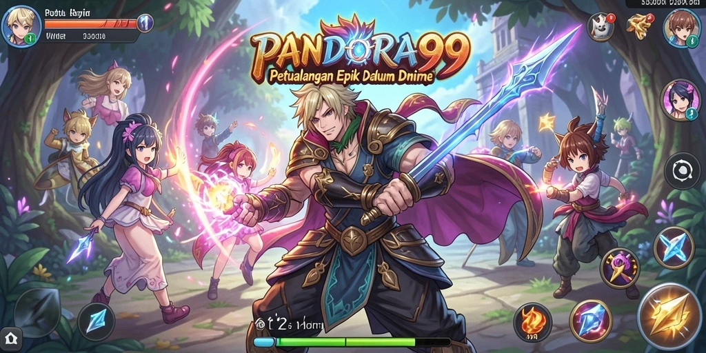 Tampilan menarik dari gameplay PANDORA99 yang penuh warna.