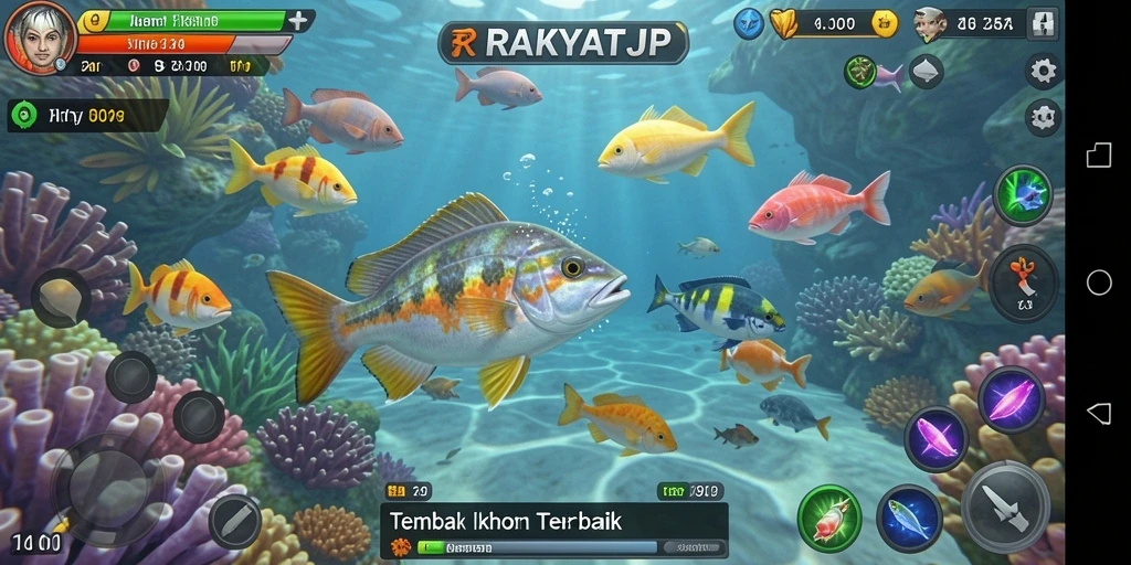 Tampilan seru gameplay Tembak Ikan RAKYATJP dengan grafis menawan.