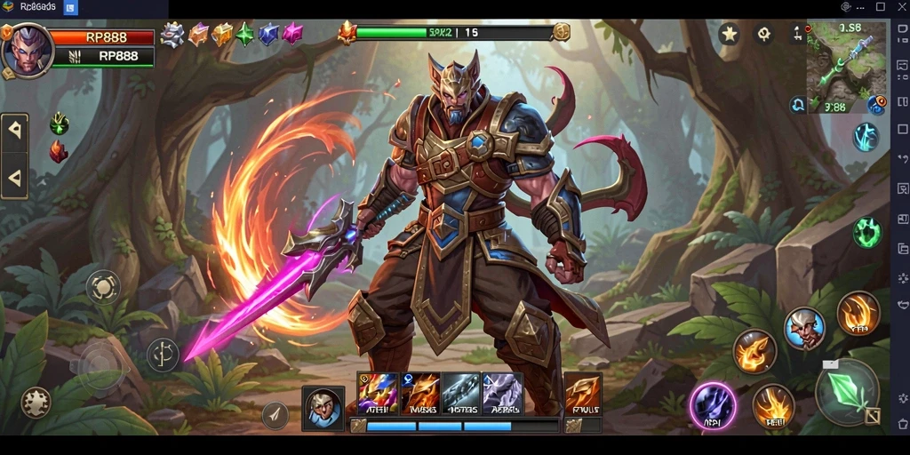 Tampilan gameplay RP888 dengan aksi pertempuran ARPG yang epik.
