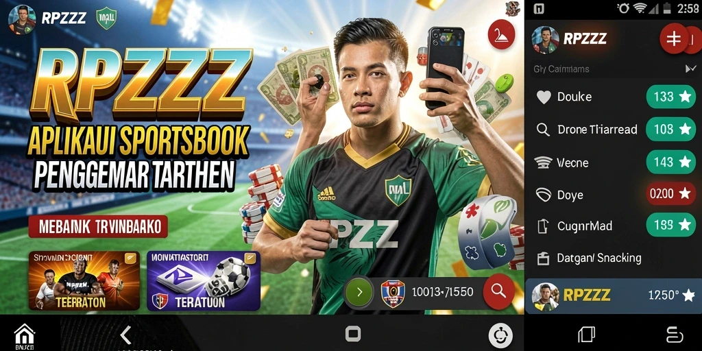 Tampilan utama RPZZZ menampilkan berbagai opsi taruhan olahraga.