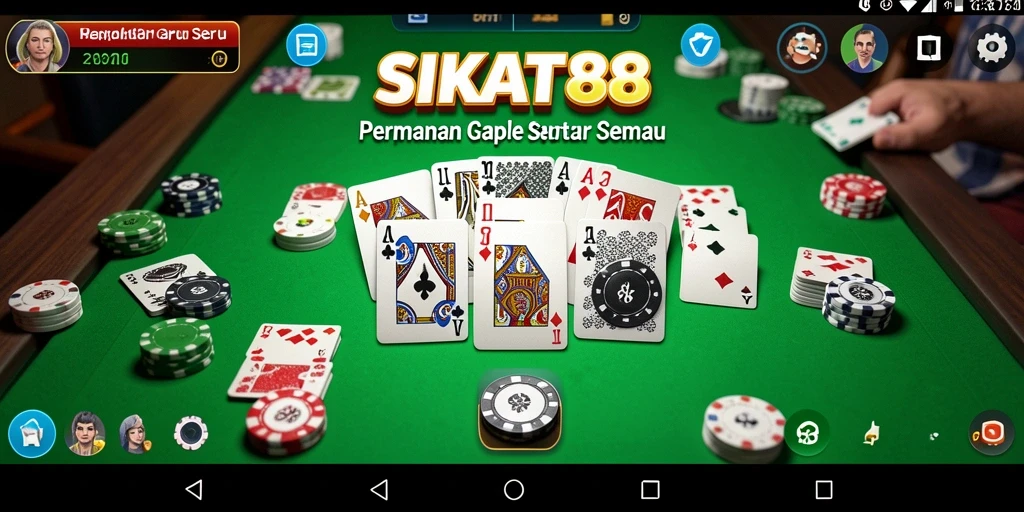 Screenshot gameplay SIKAT88 menunjukkan suasana permainan gaple yang seru.