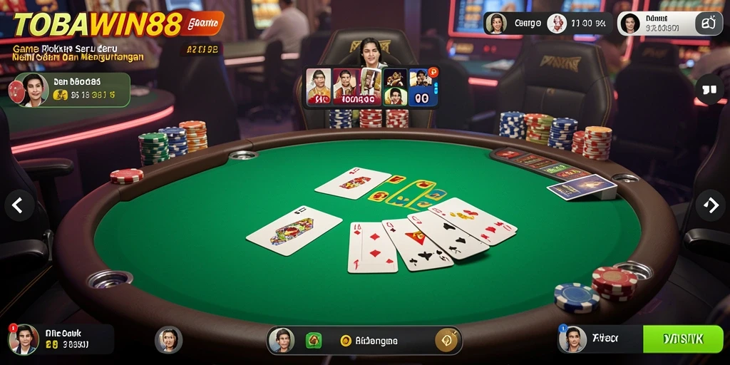Screenshot gameplay TOBAWIN88 yang menampilkan aksi seru permainan Poker.