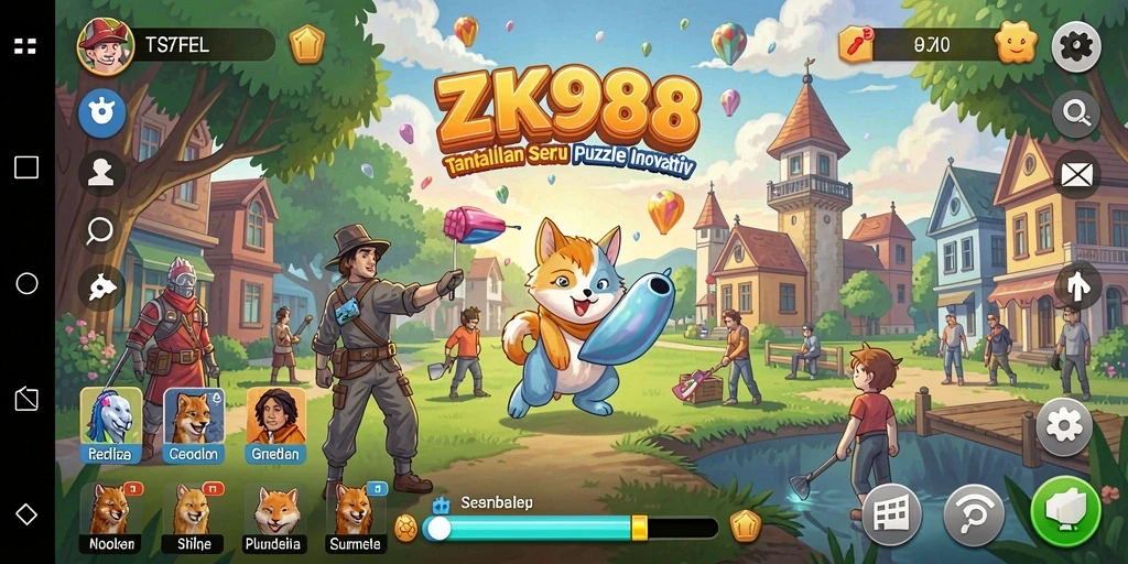 Screenshot gameplay ZK988 menunjukkan tantangan puzzle yang menarik.
